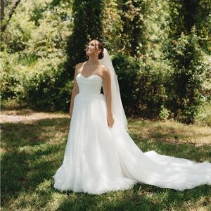 White Strapless A-Line Wedding Dress